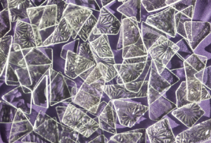Shattered glass ceiling postcard - purple background