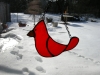 small red bird stained glass ornament