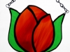 red/amber tulip in stained glass