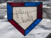 Stained glass home plate with wire words