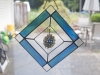 Mixed media - stained glass with chainmaille hanging pendant