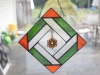 Mixed media - stained glass with chainmaille hanging pendant