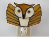 Brown flying owl stained glass nightlight