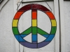 rainbow peace sign in stained glass