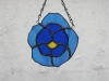stained glass pansy in two shades of blue