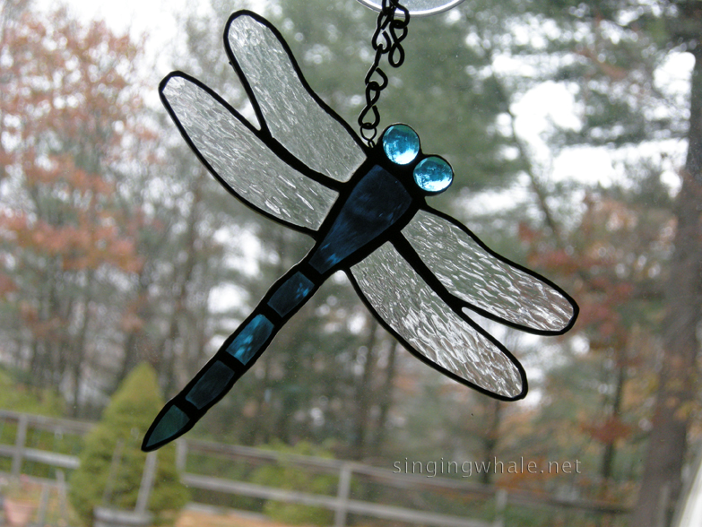 Blue stained glss dragonfly