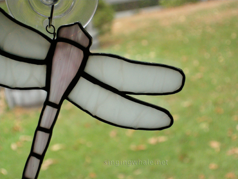 Pink stained glass dragonfly