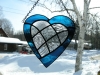 stained glass blue heart with inlaid clear patchwork heart