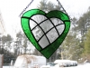 stained glass green heart with inlaid clear patchwork heart