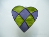 Simpler patchwwork heart in greee and purple